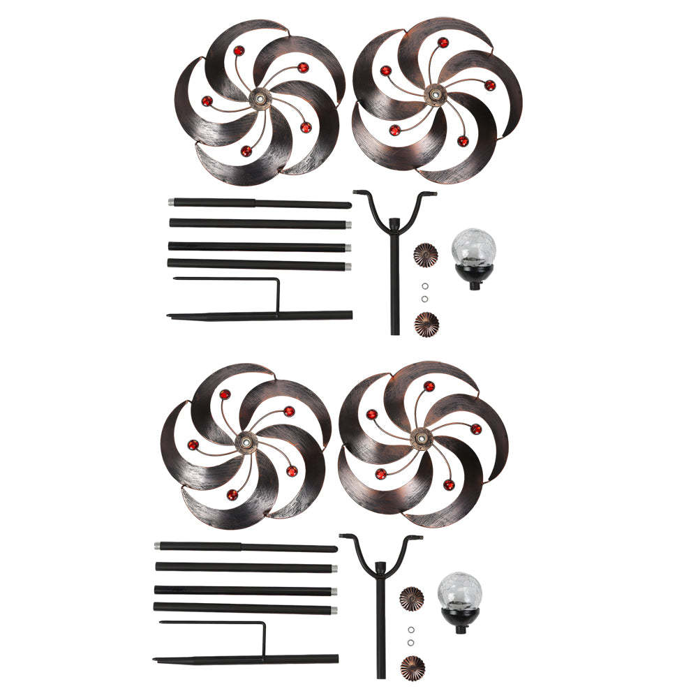 Vintage Iron Wind Spinner Garden Stake Lights - 2-Pack Solar Pathway Decor-Lighom