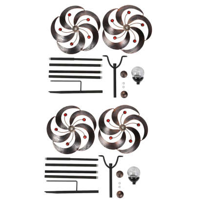 Vintage Iron Wind Spinner Garden Stake Lights - 2-Pack Solar Pathway Decor-Lighom
