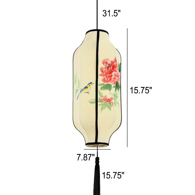 Oriental Handmade Oval Lantern Fabric Pendant