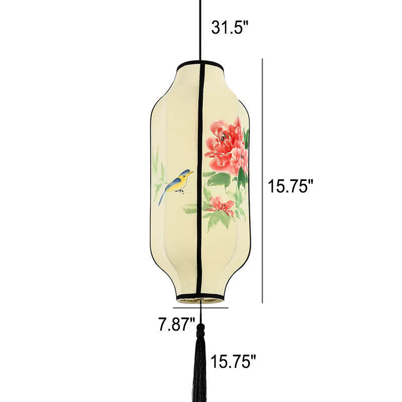 Oriental Handmade Oval Lantern Fabric Pendant
