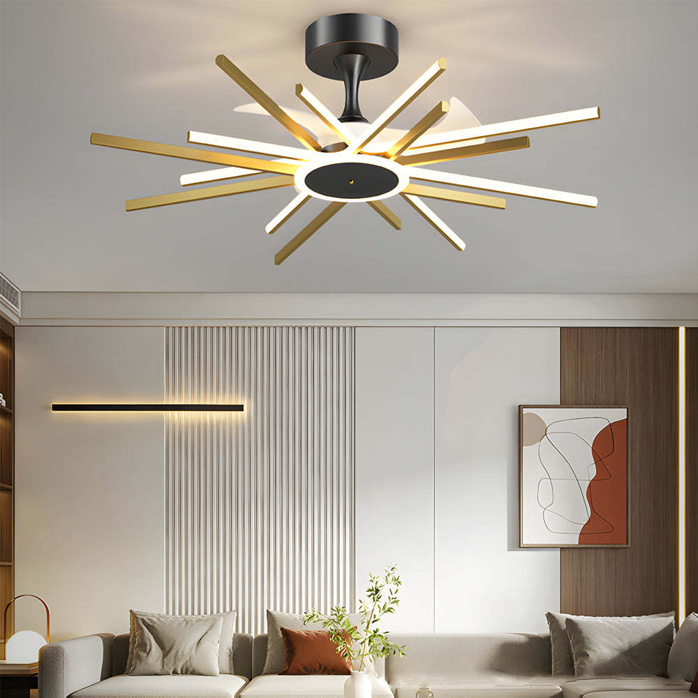 Spiral Linear Modern LED Silent Black Gold Ceiling Fan