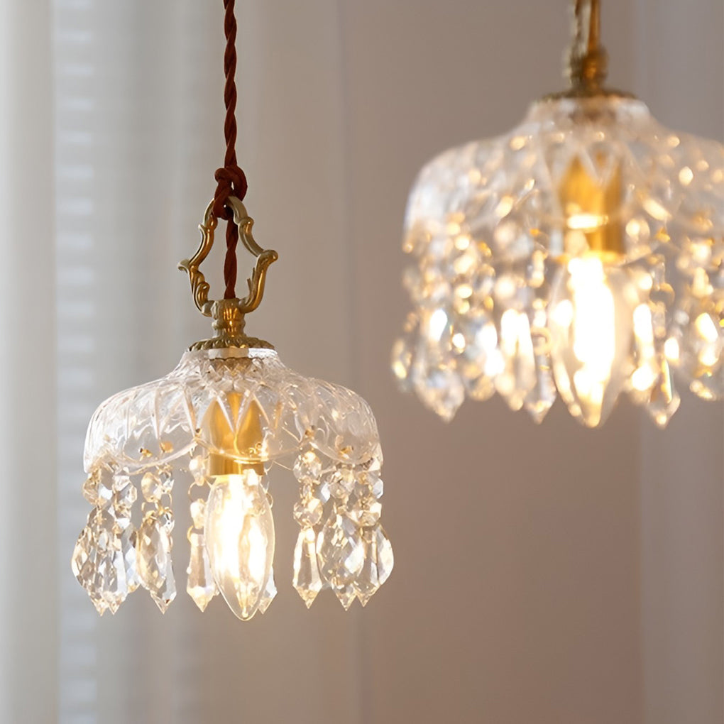 Modern retro pendant lighting in glass — 11" H x 8" Dia