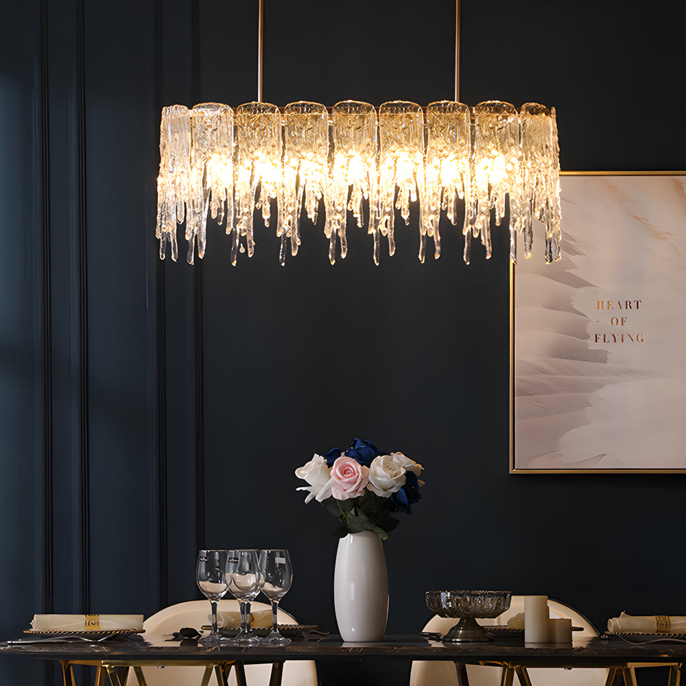 7/10-Light Luxury Glass Decor Icicles Droplet Crystal Chandelier