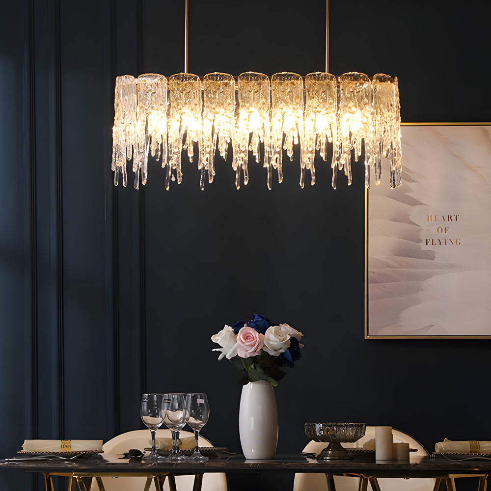 7/10-Light Luxury Glass Decor Icicles Droplet Crystal Chandelier