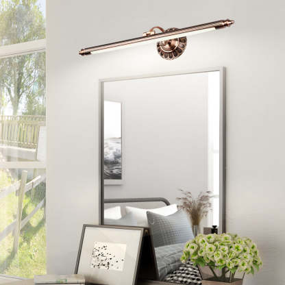 Retro Cylinder LED Bathroom Vanity Light with Flower Accents in Bronze Finish-Lighom