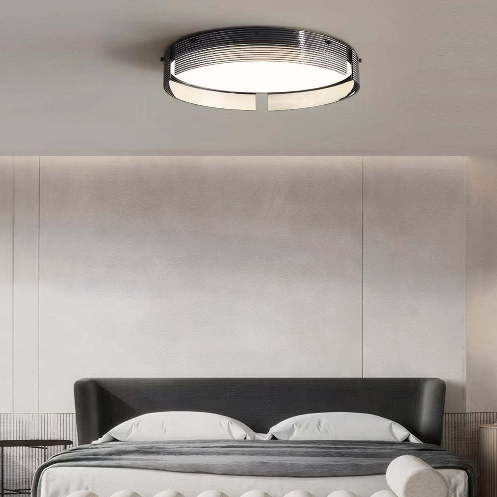 Round Black Stripe Glass LED Flush Mount Light