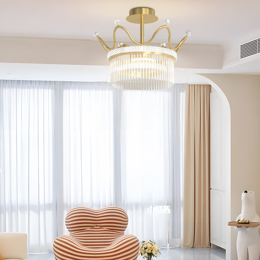 Round Crystal Crown Dimmable Postmodern Chandelier