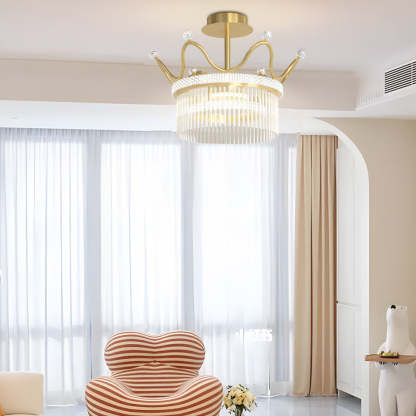 Round Crystal Crown Dimmable Postmodern Chandelier