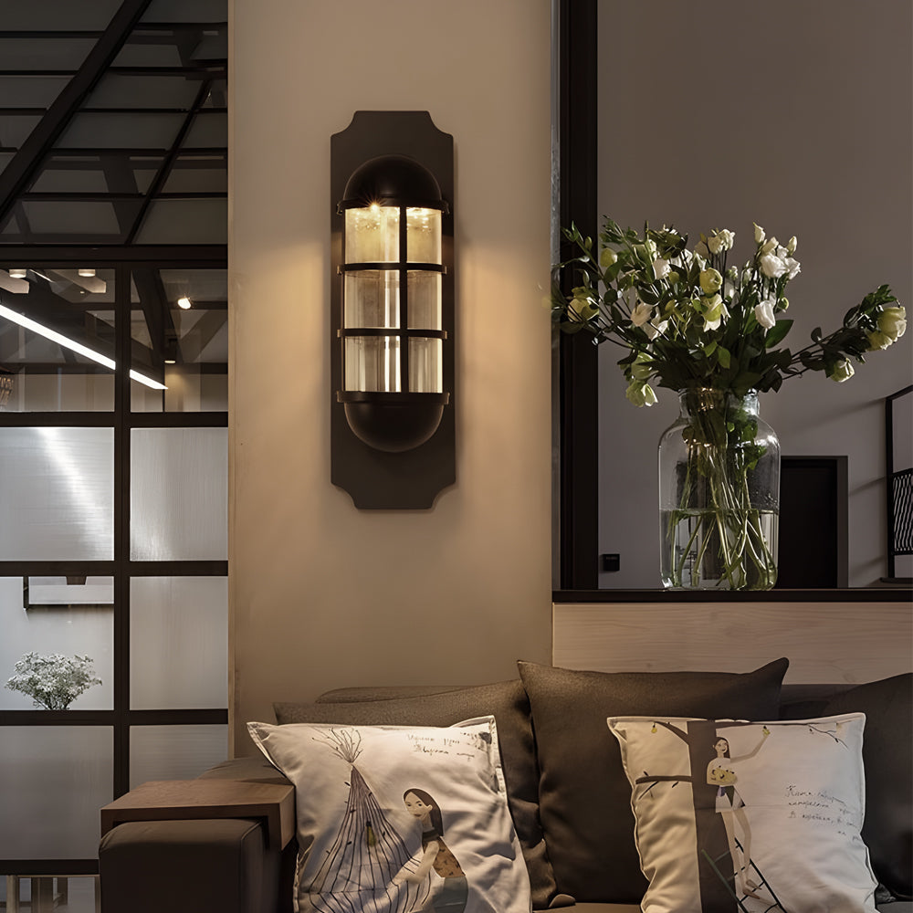 Retro Telephone Booth Iron Glass LED Sconce