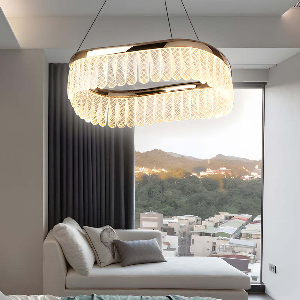 Modern round white crystal chandeliers, Lighom — 29.5"