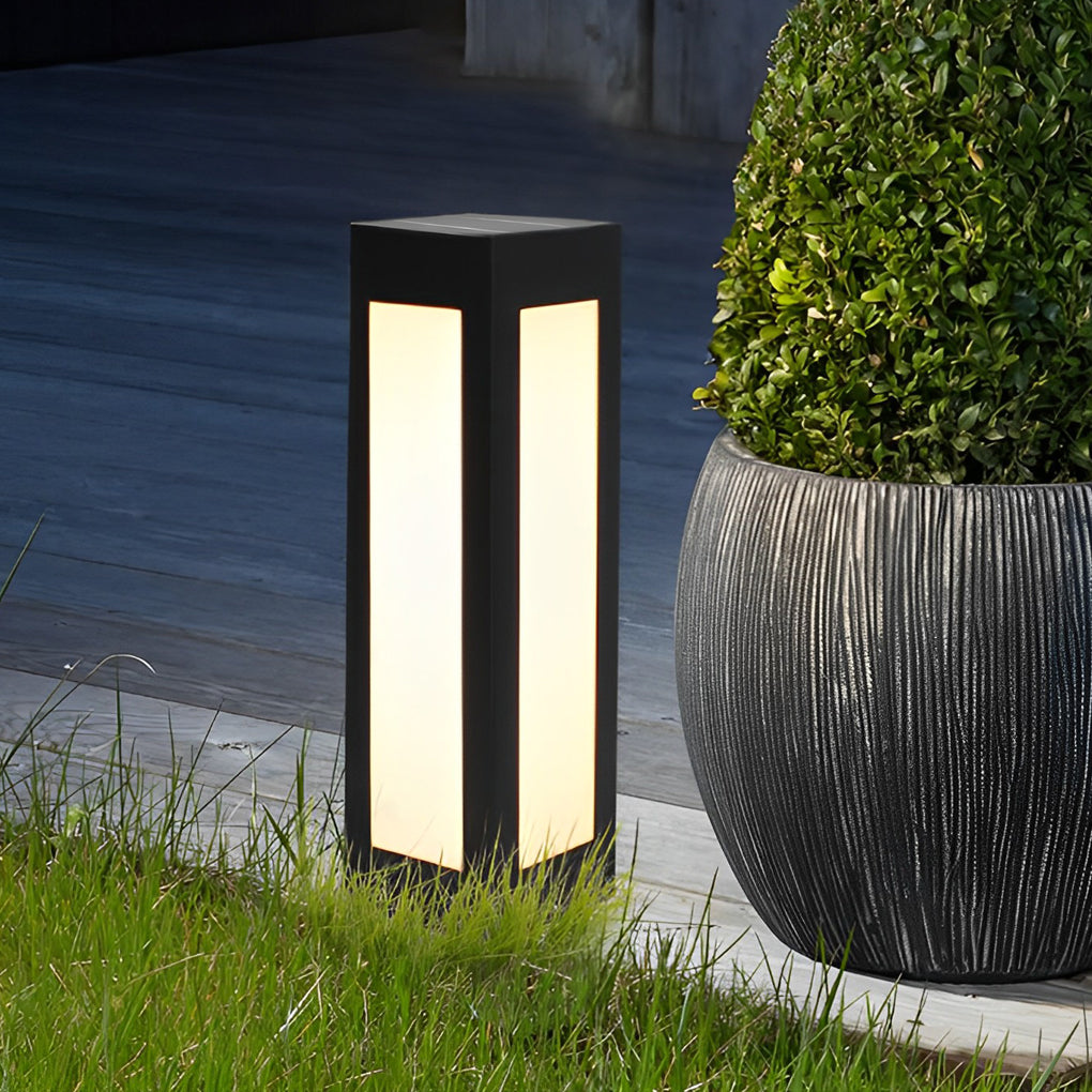 Modern Black Solar Bollard Waterproof LED Outdoor Light