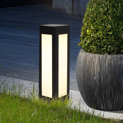 Modern Black Solar Bollard Waterproof LED Outdoor Light