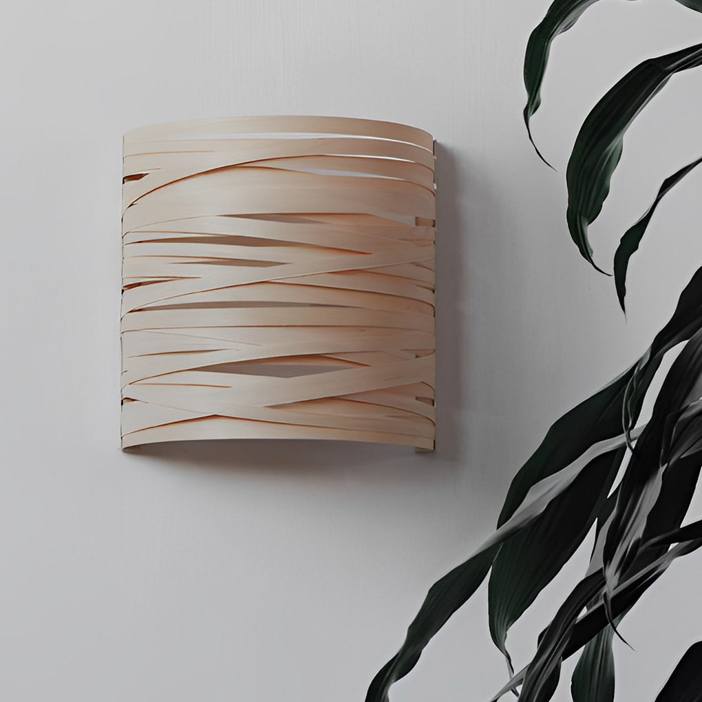 Semi-Cylindrical Handmade Wood Modern Atmosphere Wall Lamp