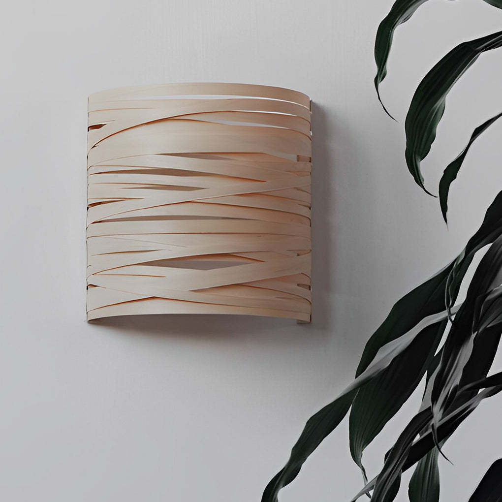 Semi-Cylindrical Handmade Wood Modern Atmosphere Wall Lamp