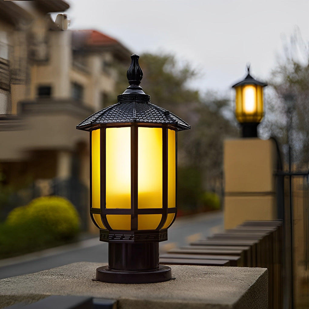 Waterproof IP55 LED 12W 3 Step Dimming Retro Outdoor Fence Post Lights-Lighom