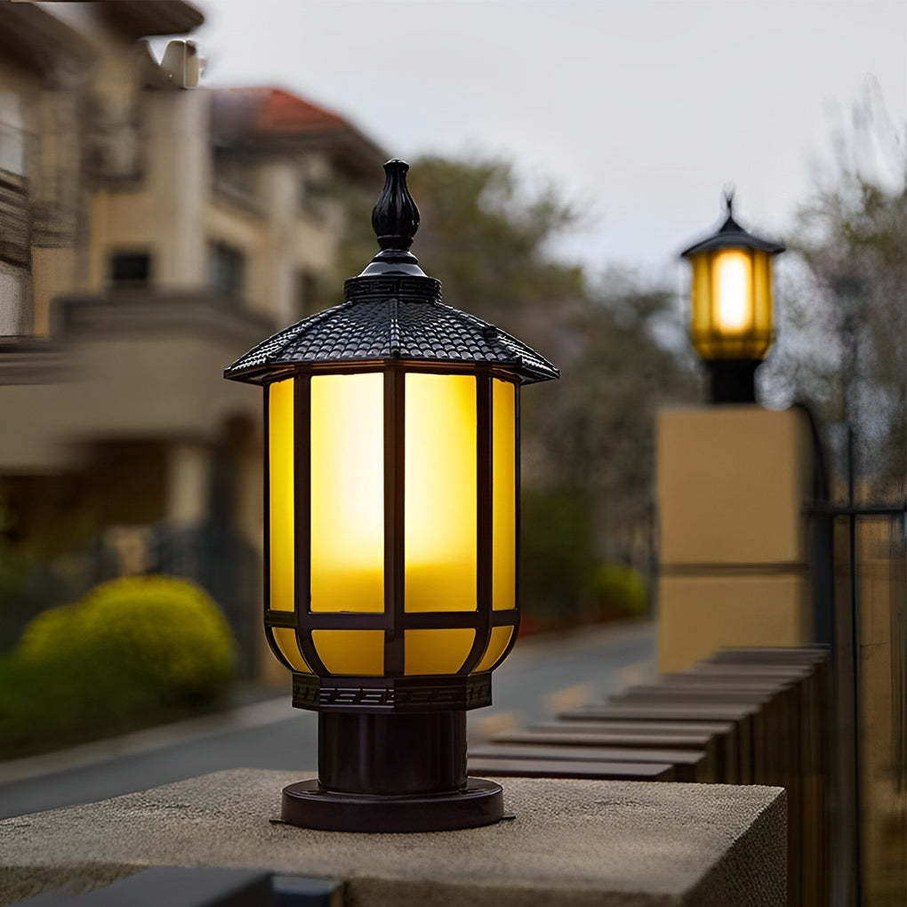 Waterproof IP55 LED 12W 3 Step Dimming Retro Outdoor Fence Post Lights-Lighom