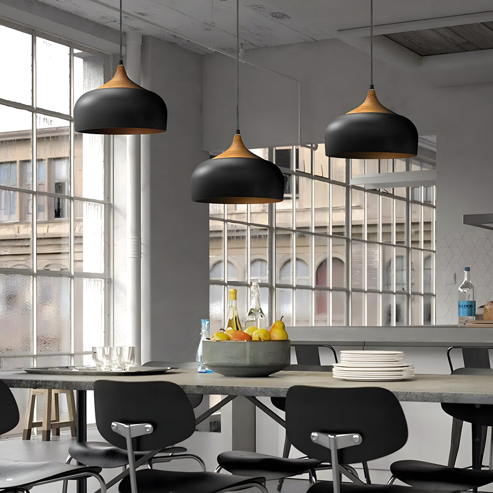 Modern dome island black pendant lighting — 9.8" H x 11.8" Dia / White