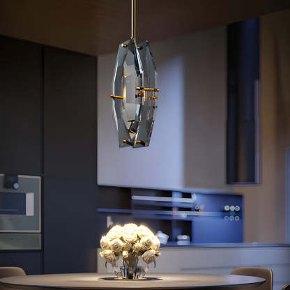 Copper Crystal Smoke Gray Post-Modern Pendant Light