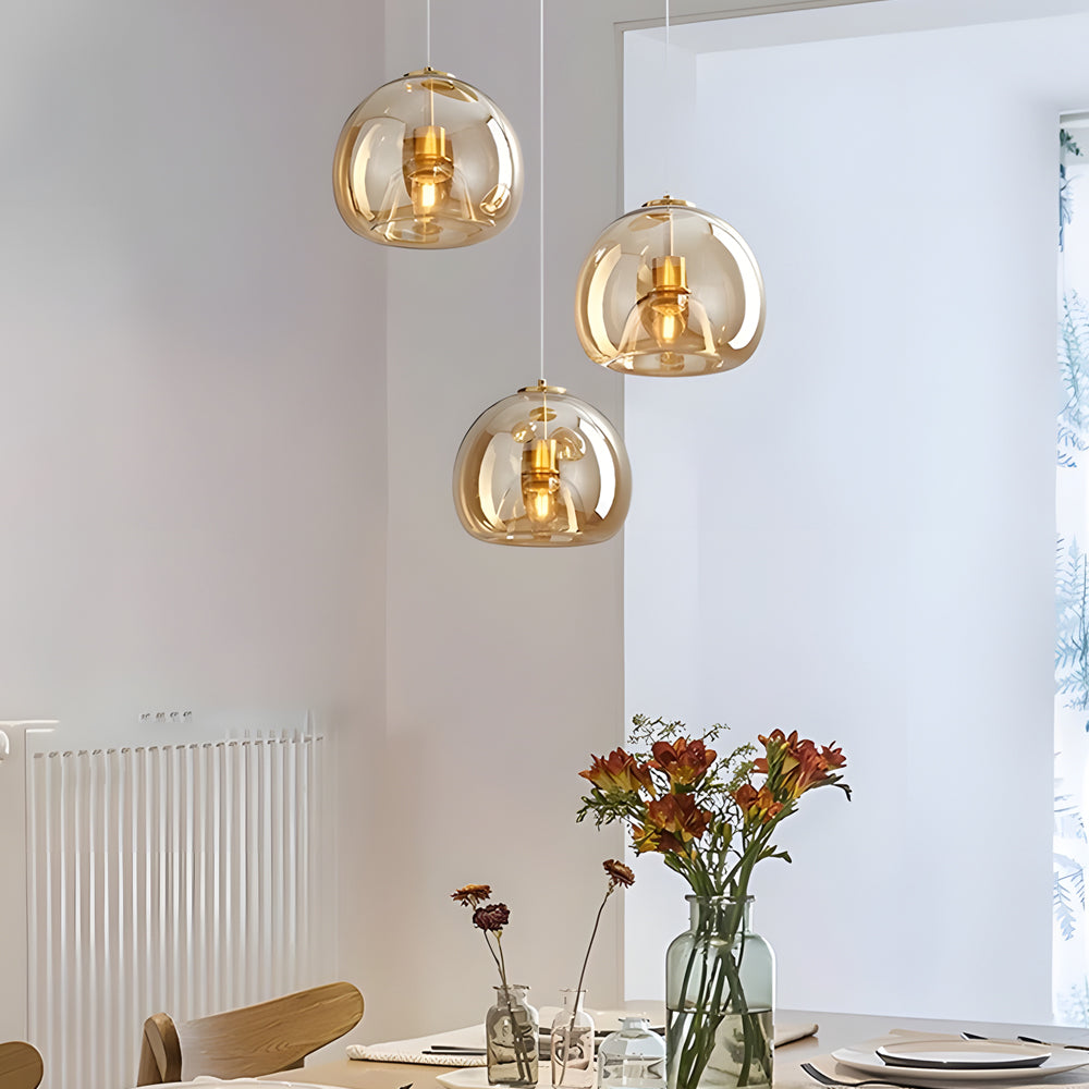Glass Cognac Smoke Gray Nordic Pendant Light