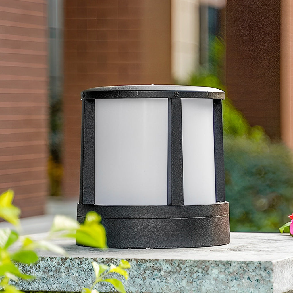 Cylindrical Aluminum LED Waterproof Black Outdoor Fence Post Lights-Lighom