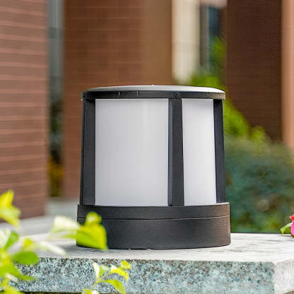 Cylindrical Aluminum LED Waterproof Black Outdoor Fence Post Lights-Lighom