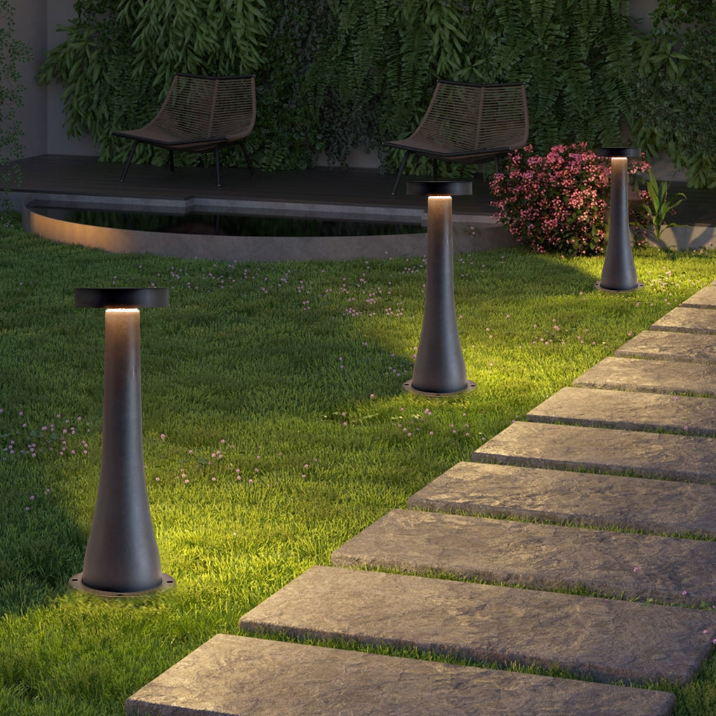 Round Mushroom Aluminum Black Modern Outdoor Pathway Light