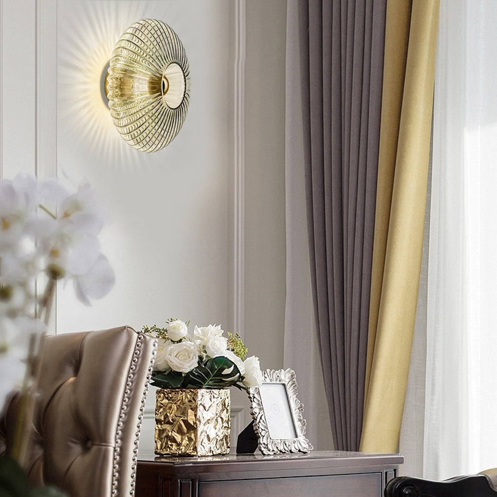 Round Striped Glass LED Post-Modern Wall Lights Fixture Wall Sconce Lighting-Lighom