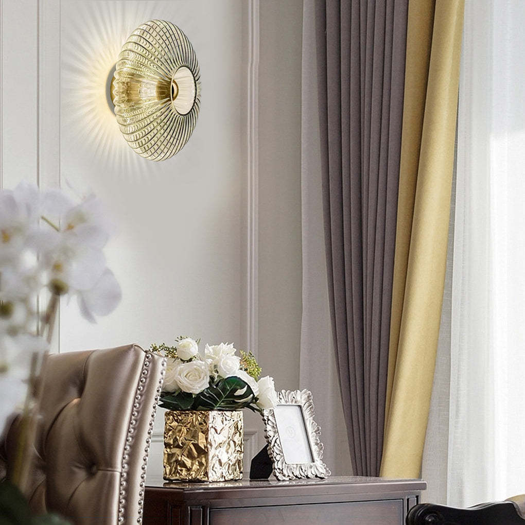 Round Striped Glass LED Postmodern Wall Sconce Fixture