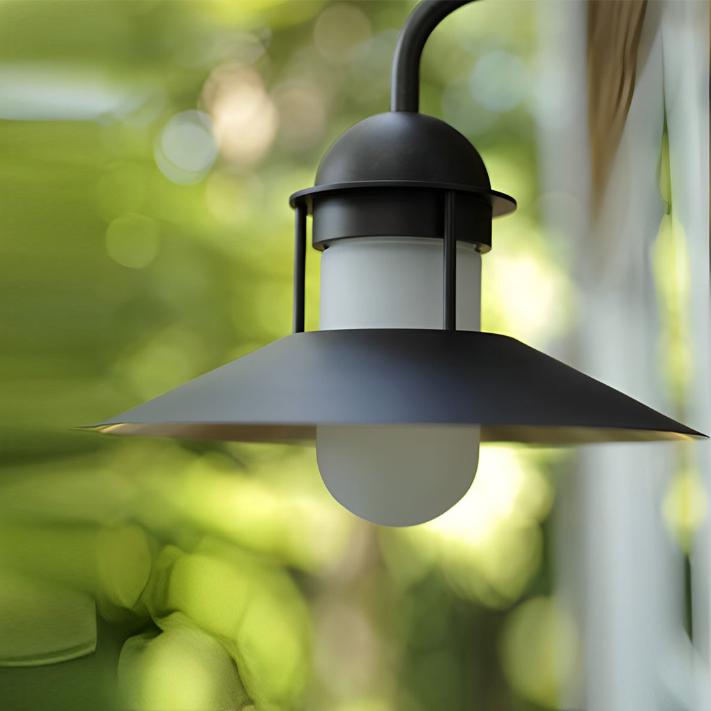 Antique Round Iron Glass Waterproof Black Retro Outdoor Wall Lights-Lighom