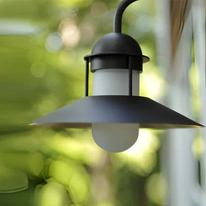Antique Round Iron Glass Waterproof Black Retro Outdoor Wall Lights-Lighom