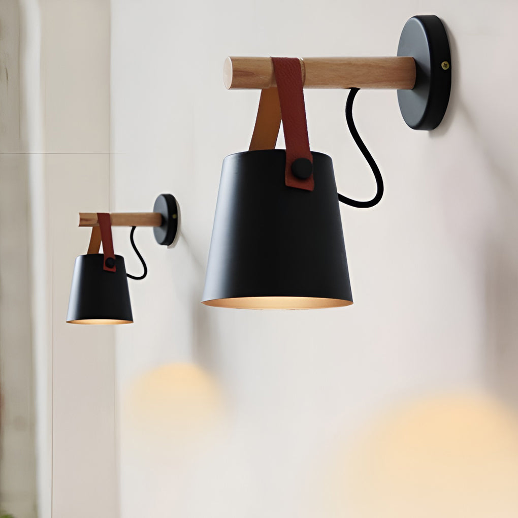 Classic Wood Metal Nordic Plug-In Wall Sconce