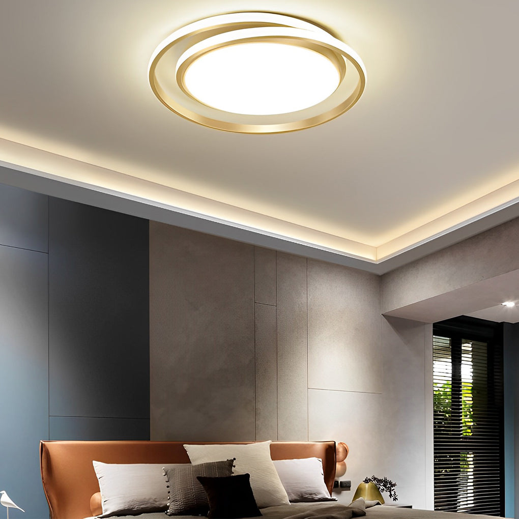 Modern circular stepless gold synthetic flush mount lighting, Lighom — Warm White (3000K)