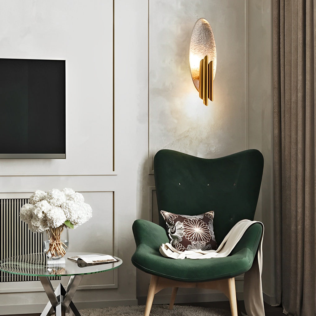 Lighom postmodern oval black wall sconces in iron — Brushed Gold
