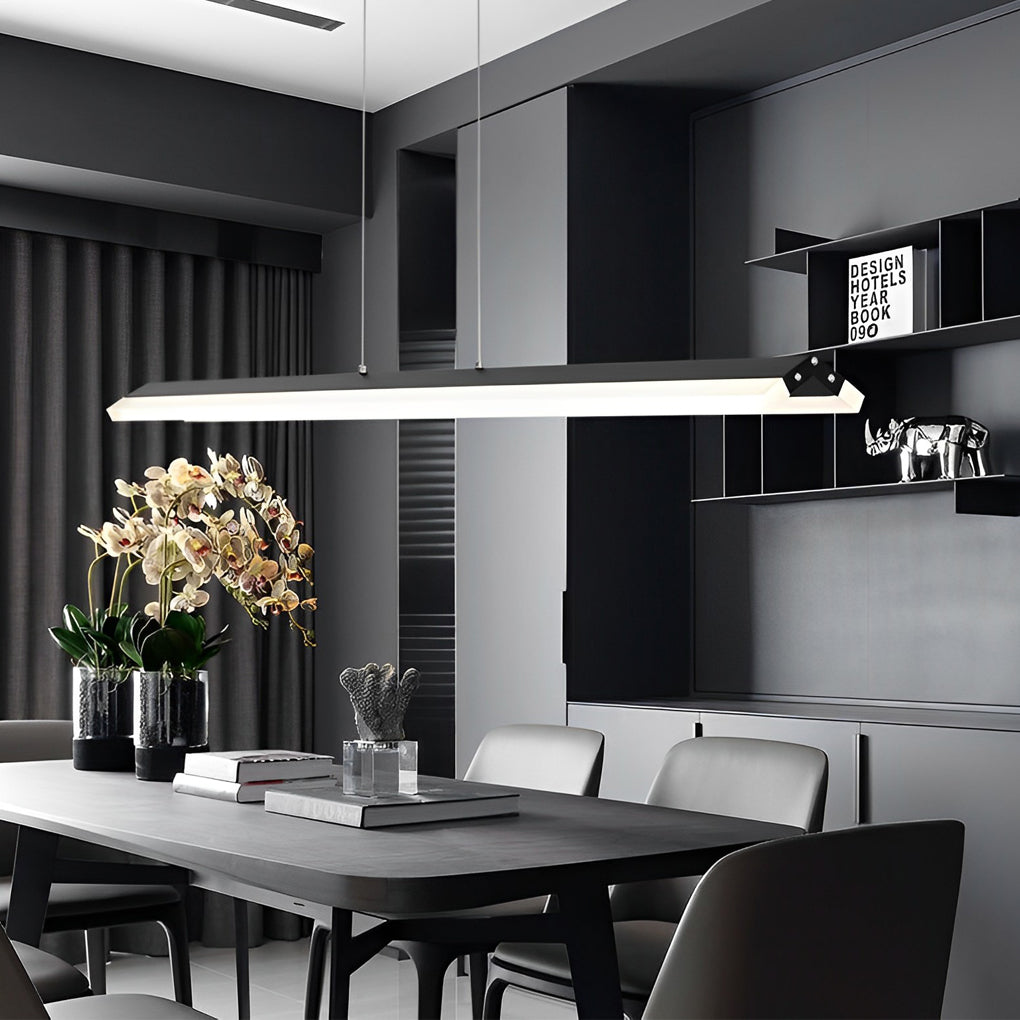 Minimalist Strip LED Neutral Metal Modern Chandelier
