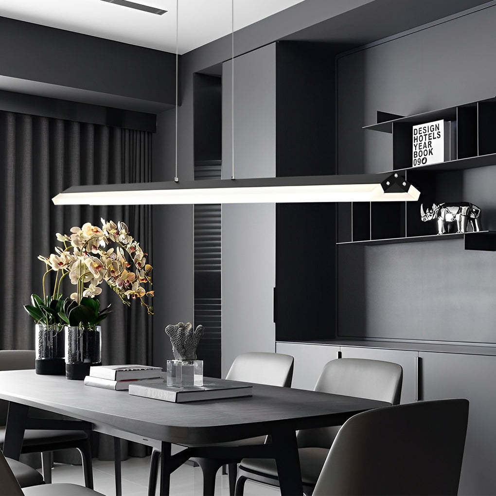 Minimalist Strip LED Neutral Metal Modern Chandelier