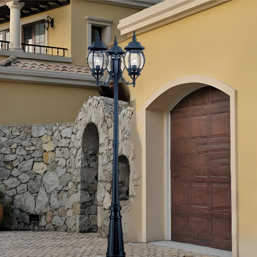 Waterproof 3 Lights Black European Style Garden Lamp Post Lights-Lighom