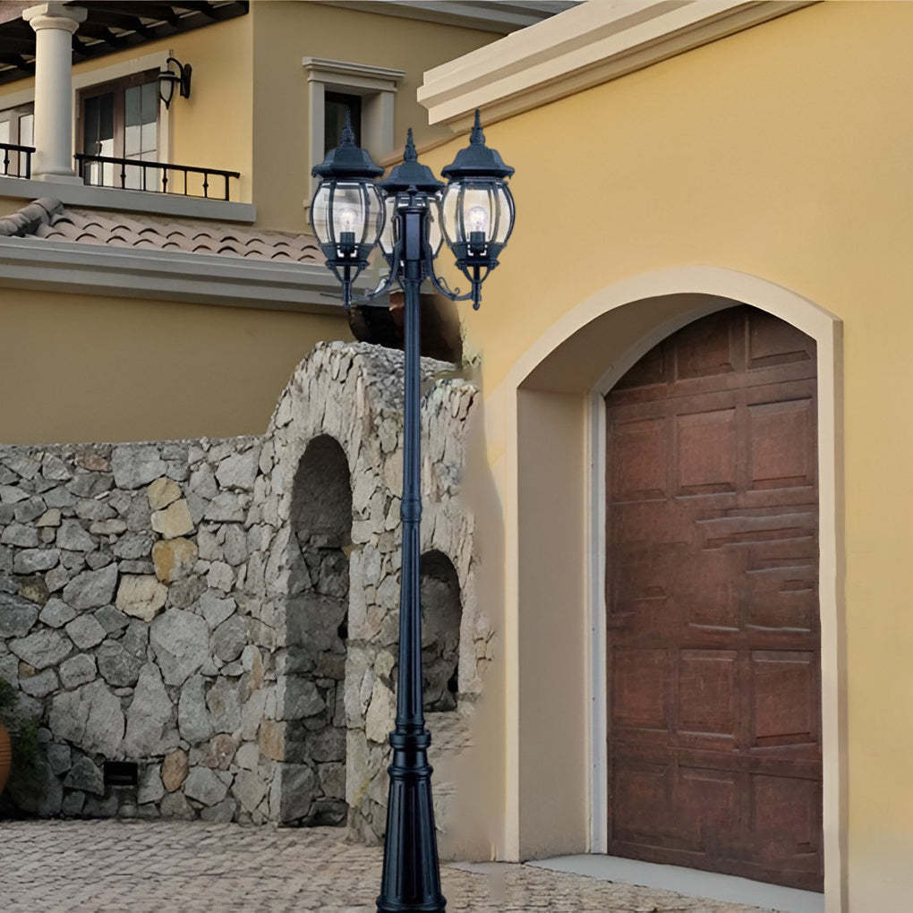 Waterproof 3 Lights Black European Style Garden Lamp Post Lights-Lighom