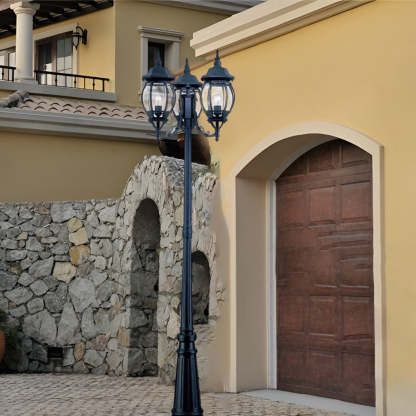Waterproof 3 Lights Black European Style Garden Lamp Post Lights-Lighom