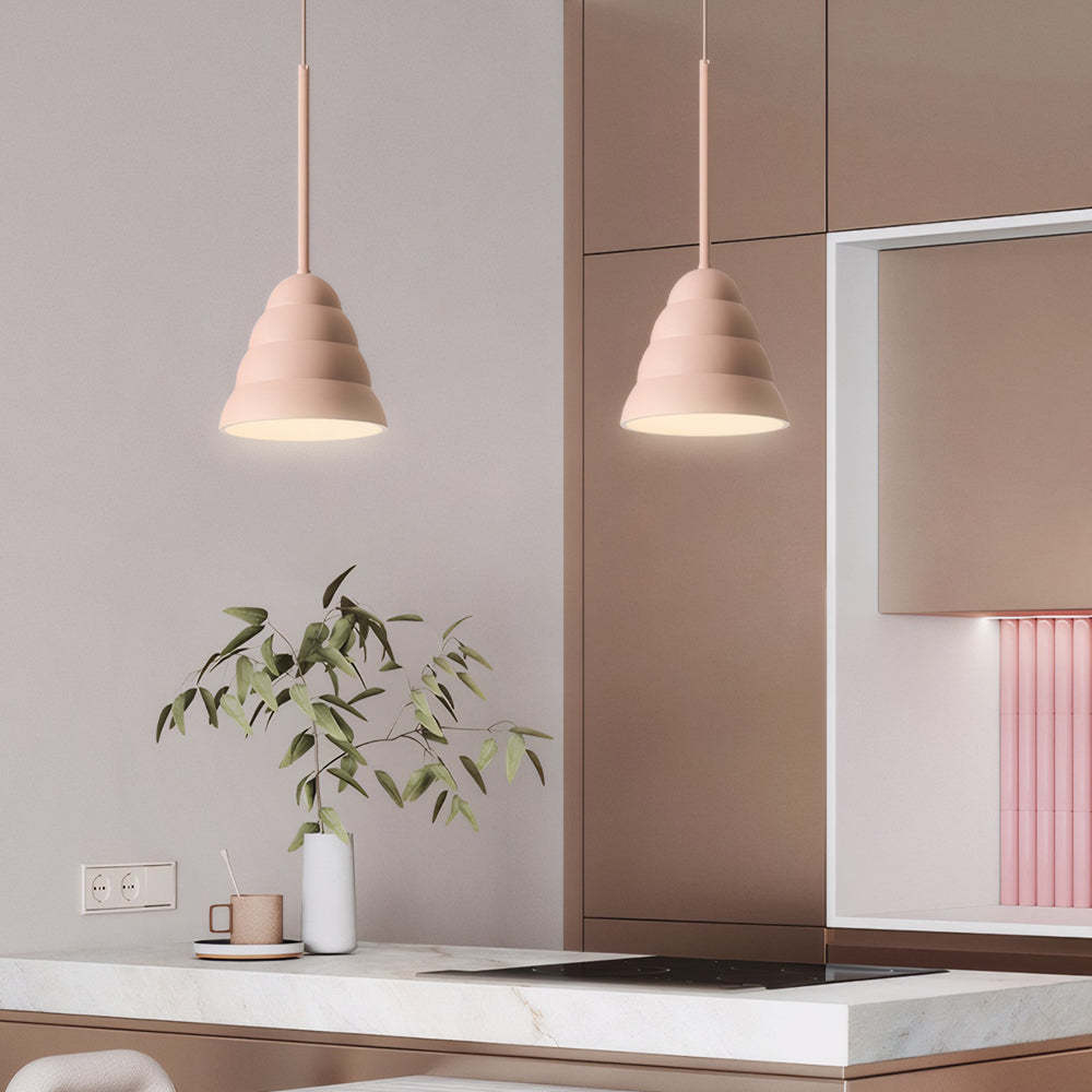 Resin Pink Figura Arc Pendant Lamp