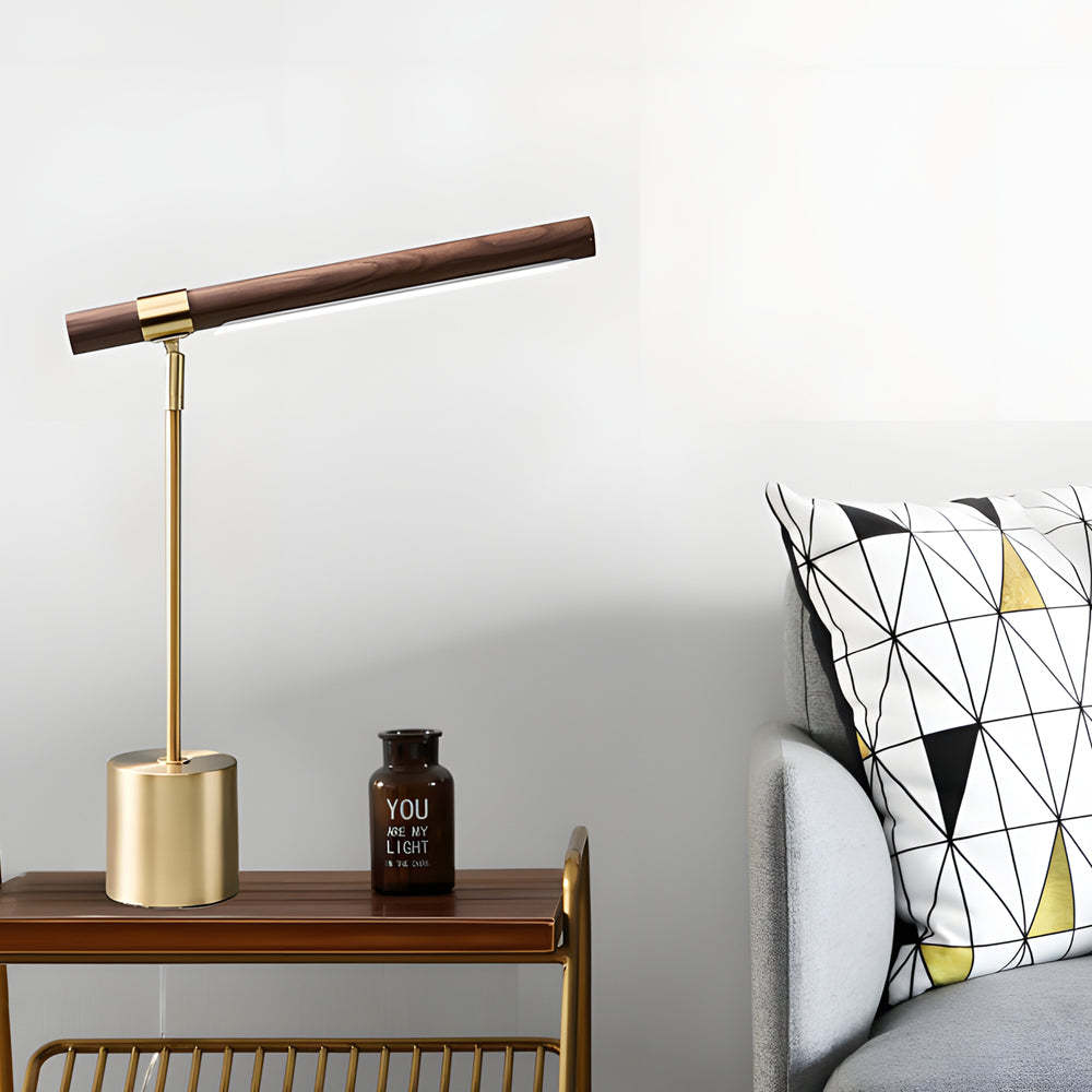 Minimalist Linear Wood LED Desk Lamp with USB Port and Dimmable Light Bar-Lighom
