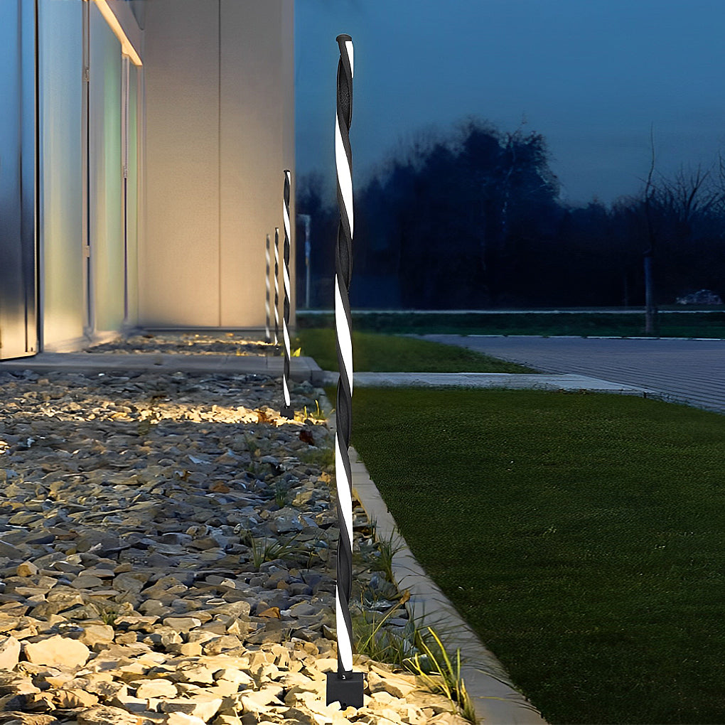 Modern path lawn black metal landscape lighting — 19" H / Solar / Set of 2