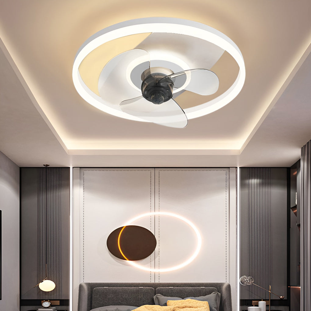 Circular Stepless Dimming Modern Inverter Ceiling Fan Light with Remote Control-Lighom