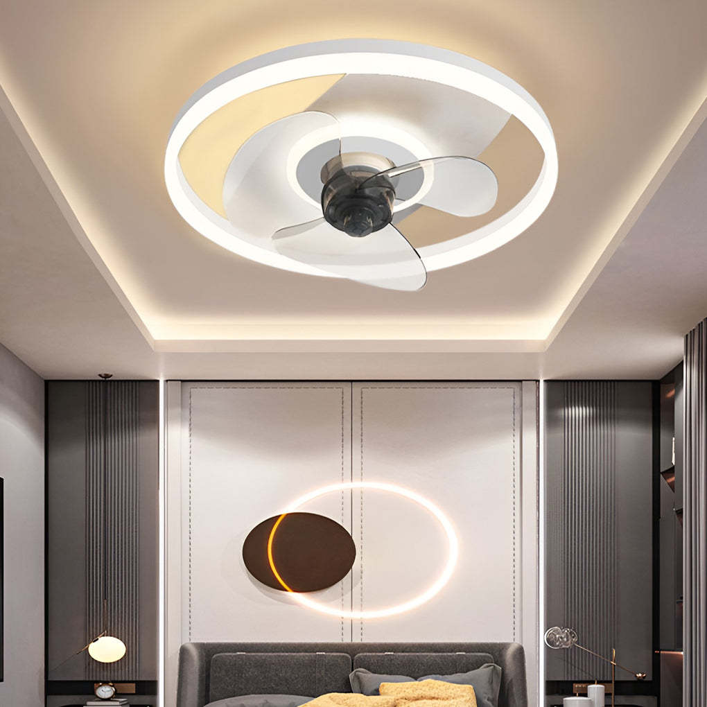 Circular Stepless Dimming Modern Inverter Ceiling Fan Light with Remote Control-Lighom