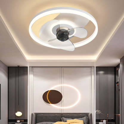 Circular Stepless Dimming Modern Inverter Ceiling Fan Light with Remote Control-Lighom