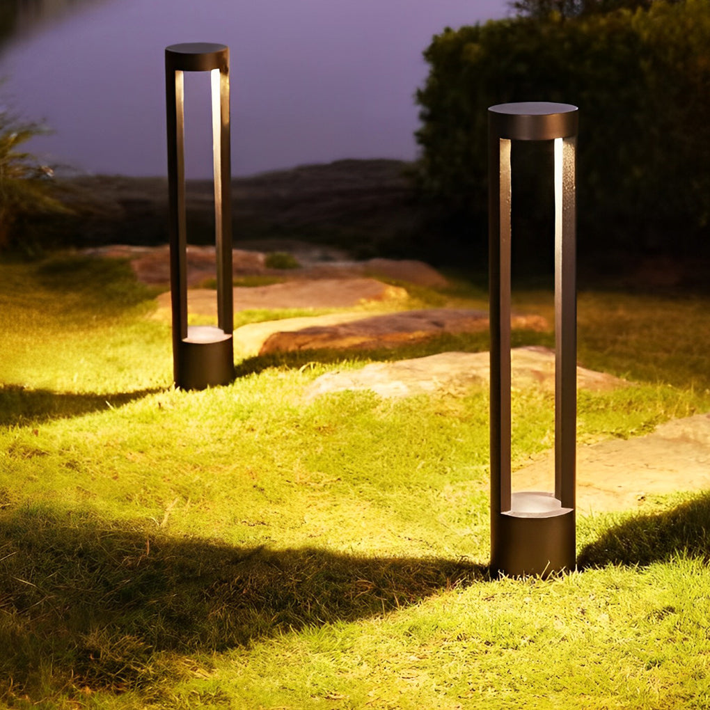 Round Waterproof IP65 LED Aluminum Black Modern Outdoor Pathway Lights-Lighom