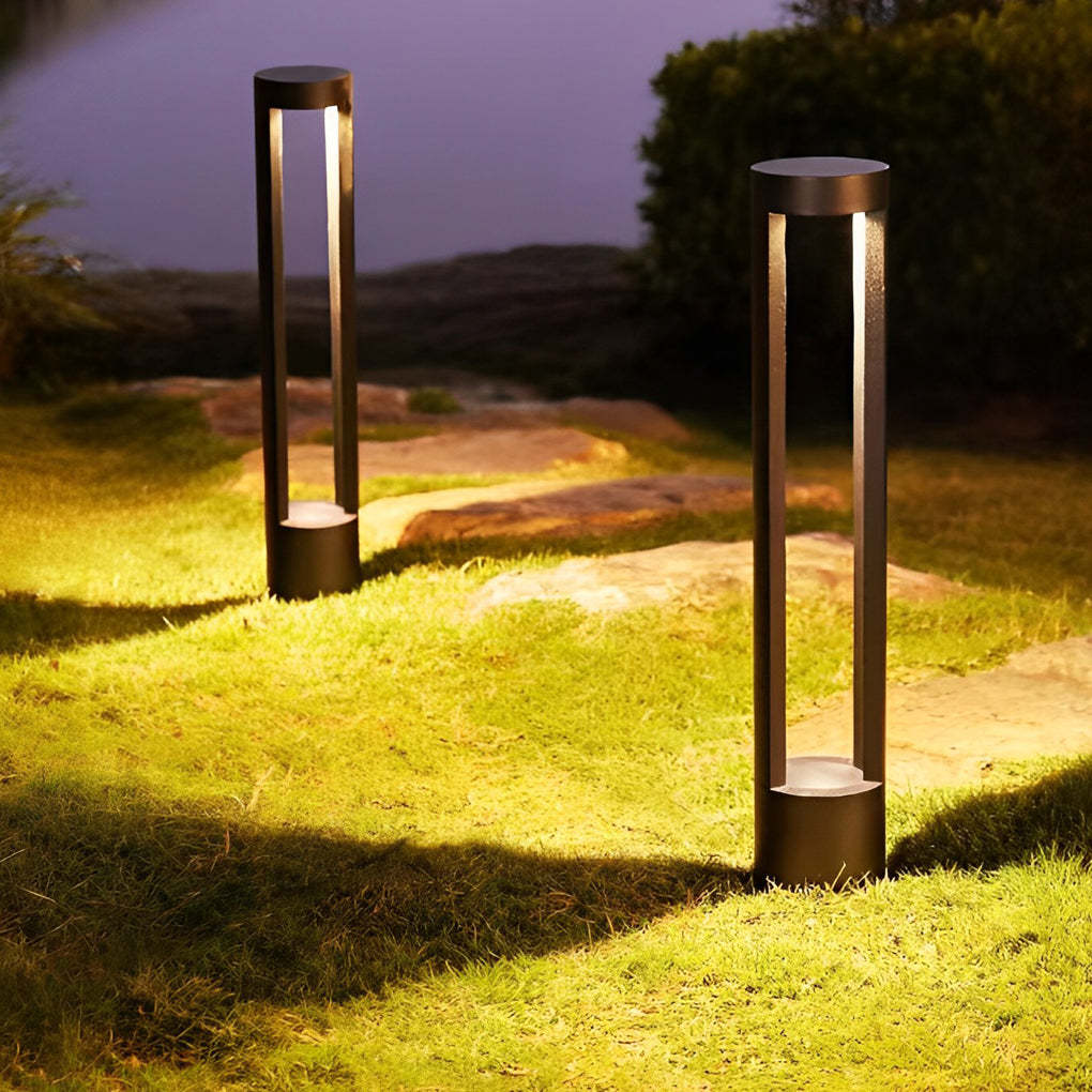 Round Waterproof IP65 LED Aluminum Black Modern Outdoor Pathway Lights-Lighom