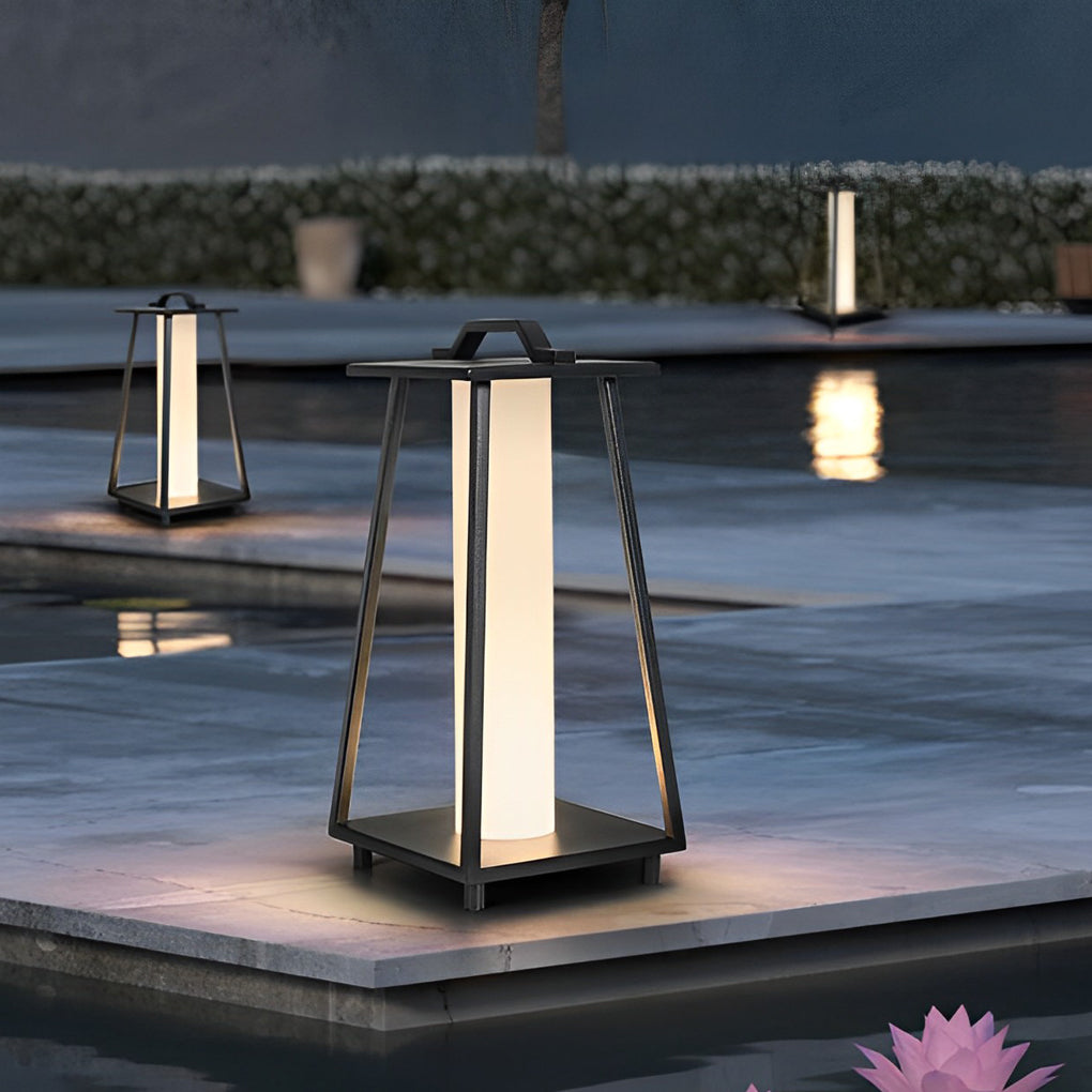Portable Waterproof LED Removable Black Modern Outdoor Floor Lamp-Lighom