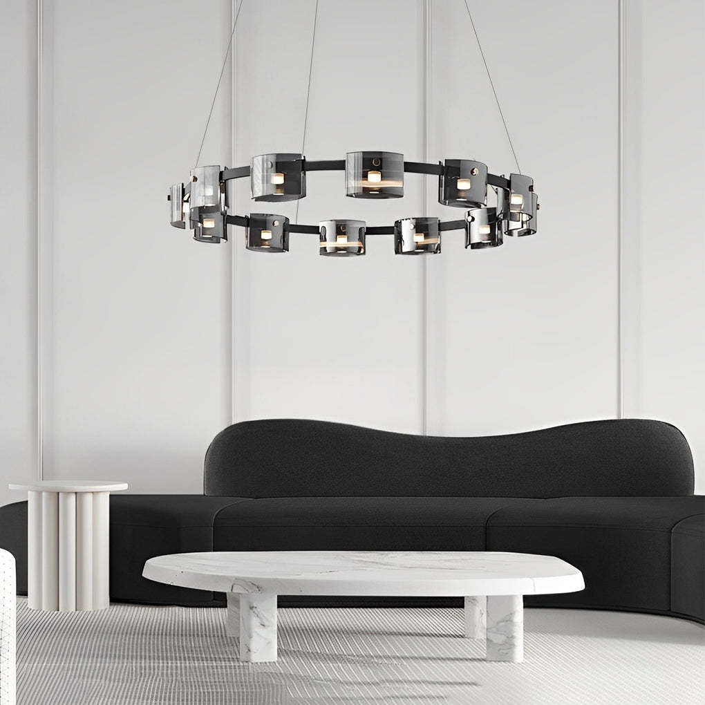 Circle Glass Dimmable Memory LED Nordic Chandelier
