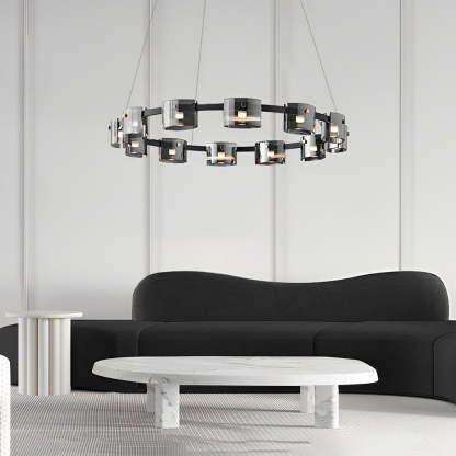 Circle Glass Dimmable Memory LED Nordic Chandelier