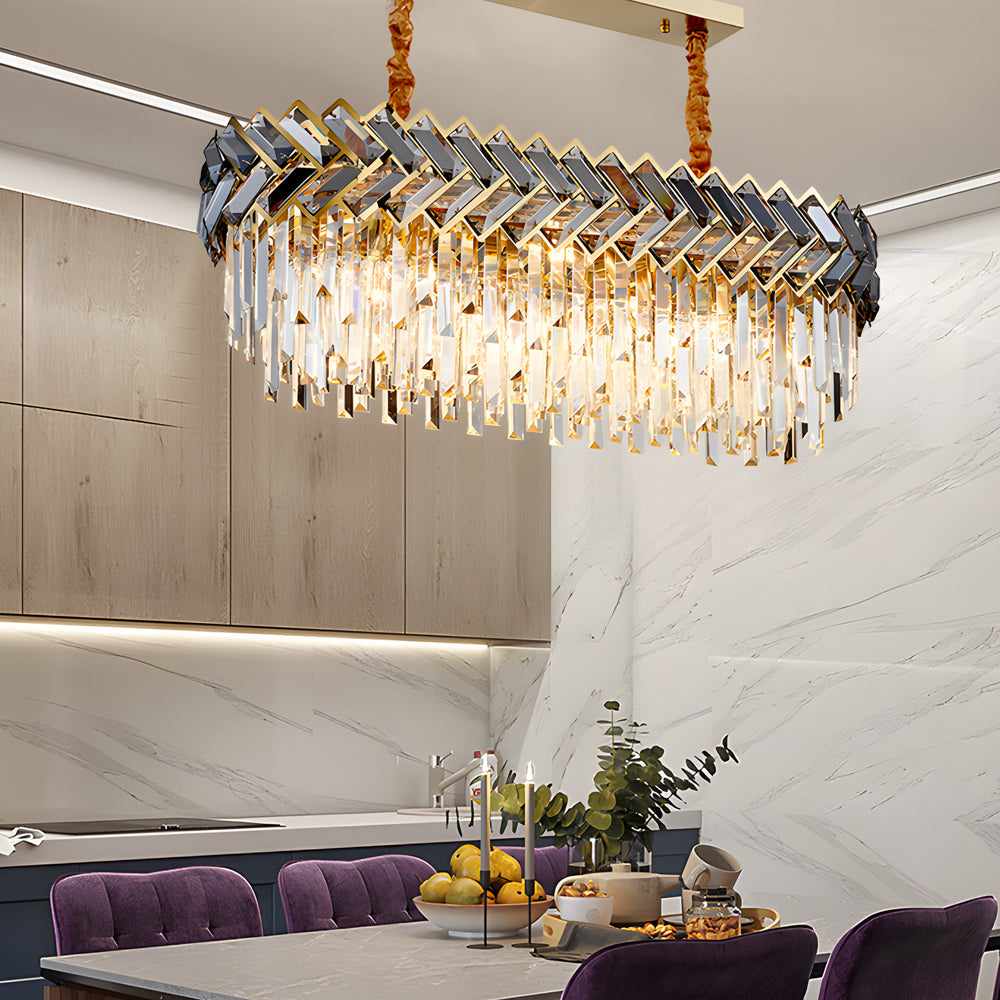 Modern gray chandeliers in crystal — 15.7" H x 31.5" Dia
